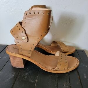 Bohme Women's 8 Daphne Tan Brown Heeled Sandals Gladiator Studded Boho Indie